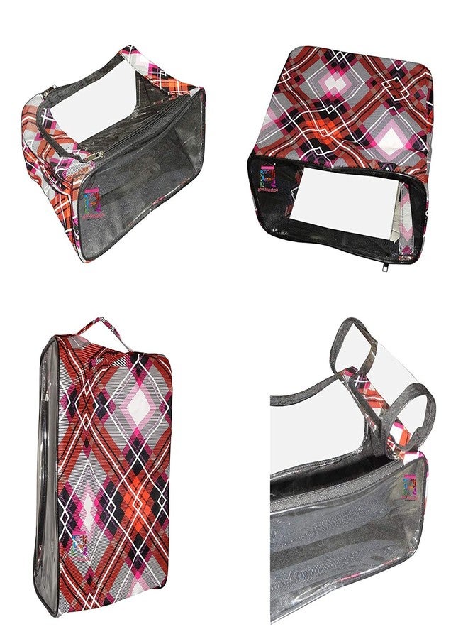 LUCES Fabric Shoe Cover Portable Travelling Half Transparent Storage Bag Footwear Wardrobe Dust-Proof Organizer Pouch Pack of 1 Multi - Image 5